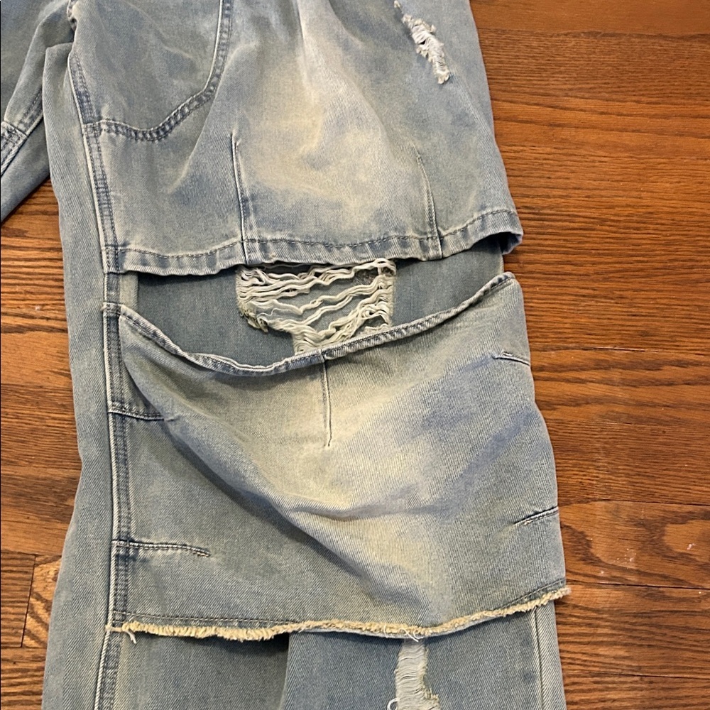 XTonz Jeans Men’s Size L Distressed Barrel Leg Denim Hipster Oversized NWT - Picture 8 of 12